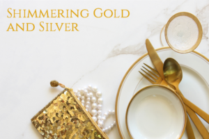 gold and silver holiday table settings